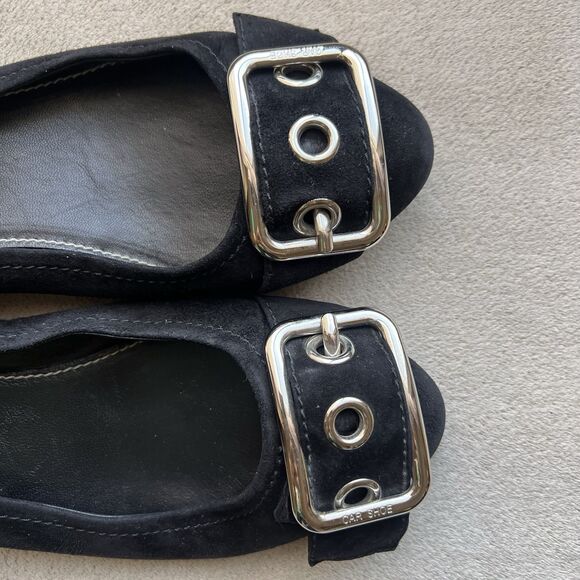 The Original Car Shoe By Prada Black Suede Leather Ballet Flats Women EU 38 US 8 - Picture 2 of 16